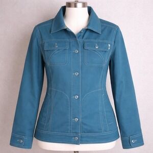 Go-Lite Women's Blue Button Up‎ Jacket Size Small Eco Friendly Recycled Trendy